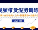 短视频带货混剪训练营:底层逻辑+内容输出+方向+快速涨粉+直播方法-赚钱驿站