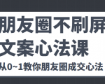 朋友圈不刷屏文案心法课 人人都要懂的商业逻辑 从0~1教你朋友圈成交心法-赚钱驿站
