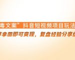 “毒文案”抖音短视频项目玩法,小程序拿图即可变现,复盘经验分享给大家-赚钱驿站