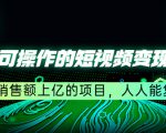 五个可操作的短视频变现项目:年销售额上亿的项目,人人能复制-赚钱驿站