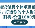 知识付费个体项目孵化器,打造你的个人财富收割机-价值1680元-赚钱驿站