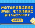 绅白不白抖音截流零撸卖课项目,这个玩法熟练之后日入至少500以上-赚钱驿站