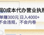 高利润0成本代办营业执照项目:一单赚300元日入4000+不会违规,不会内卷-赚钱驿站