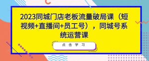 2023同城门店老板流量破局课（短视频+直播间+员工号），同城号系统运营课-赚钱驿站