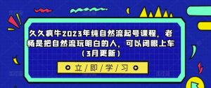 久久疯牛2023年纯自然流起号课程,老杨是把自然流玩明白的人,可以闭眼上车(3月更新)-赚钱驿站
