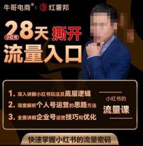 牛哥电商红薯邦28天撕开小红书流量入口,小红书运营系列课,快速掌握小红书的流量密码-赚钱驿站
