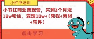 小书红商业变现营,实测3个月涨18w粉丝,变现10w+(教程+素材+软件)-赚钱驿站