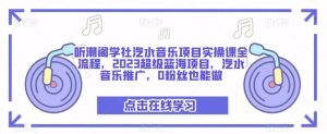 听潮阁学社汽水音乐项目实操课全流程,2023超级蓝海项目,汽水音乐推广,0粉丝也能做-赚钱驿站