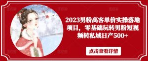2023男粉高客单价实操落地项目，零基础玩转男粉短视频转私域日产500+-赚钱驿站