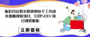 最近抖音很火的泡泡鱼手工小成本地摊创业项目,日賺500+项目课程解析-赚钱驿站