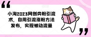 小淘2023网创类粉引流术,自用引流涨粉方法发布,实现被动流量-赚钱驿站