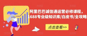 阿里巴巴诚信通运营必修课程,1688专业级知识库/白皮书/全攻略-赚钱驿站