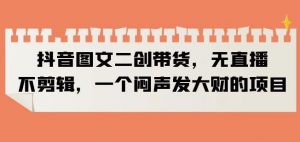 抖音图文二创带货,无直播,不剪辑,一个闷声发大财的项目【揭秘】-赚钱驿站