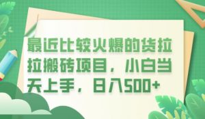 最近比较火爆的货拉拉搬砖项目,小白当天上手,日入500+【揭秘】-赚钱驿站