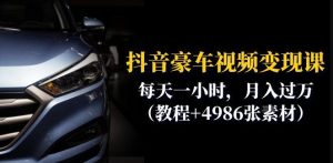 抖音豪车视频变现分享课：每天一小时，月入过万（教程+4986张素材）-赚钱驿站