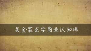 吴金宸玄学商业认知课,传统文化商业认知课-赚钱驿站