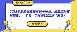 2023年最新看直播赚钱小项目，适合宝妈在家操作，一个号一个月赚1000多（揭秘）-赚钱驿站