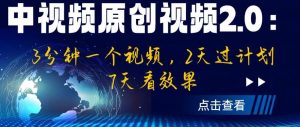 中视频原创视频2.0：3分钟一个视频，2天过计划，7天看效果【揭秘】-赚钱驿站