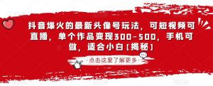 抖音爆火的最新头像号玩法,可短视频可直播,单个作品变现300-500,手机可做,适合小白【揭秘】-赚钱驿站