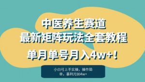 暴利赛道中医养生赛道最新矩阵玩法,单月单号月入4w+!【揭秘】-赚钱驿站