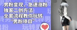 男粉变现,急速涨粉独家二创方法,全套流程教你玩转“男粉项目”【揭秘】-赚钱驿站