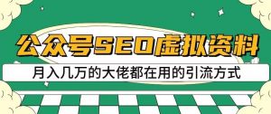 公众号SEO虚拟资料，操作简单，日入500+，可批量操作【揭秘】-赚钱驿站