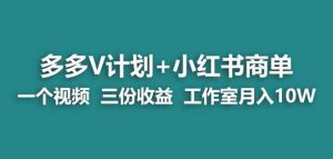 【蓝海项目】多多v计划+小红书商单一个视频三份收益工作室月入10w-赚钱驿站