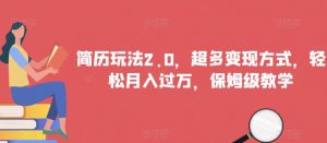 简历玩法2.0,超多变现方式,轻松月入过万,保姆级教学【揭秘】-赚钱驿站