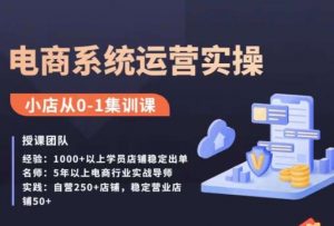 抖店精细化运营全案课,抖音小店从0-1集训营,电商系统运营实操课-赚钱驿站