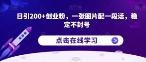 日引200+创业粉,一张图片配一段话,稳定不封号【揭秘】-赚钱驿站