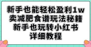新手也能轻松盈利1w,卖减肥食谱玩法秘籍,新手也玩转小红书详细教程【揭秘】-赚钱驿站