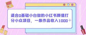 适合0基础小白做的小红书颜值打分小众项目,一条作品收入1000+【揭秘】-赚钱驿站