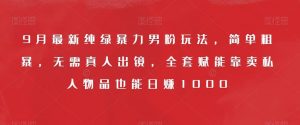 9月最新纯绿暴力男粉玩法,简单粗暴,无需真人出镜,全套赋能靠卖私人物品也能日赚1000-赚钱驿站
