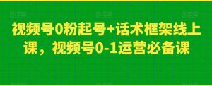 视频号0粉起号+话术框架线上课,视频号0-1运营必备课-赚钱驿站