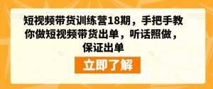 短视频带货训练营18期,手把手教你做短视频带货出单,听话照做,保证出单-赚钱驿站