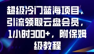 超级冷门蓝海项目,引流领取云盘会员,1小时300+,附保姆级教程-赚钱驿站
