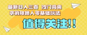 最新日入三百，冷门高需求消除路人零基础玩法【揭秘】-赚钱驿站