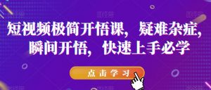 短视频极简开悟课，​疑难杂症，瞬间开悟，快速上手必学-赚钱驿站