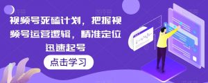 视频号死磕计划,把握视频号运营逻辑,精准定位迅速起号-赚钱驿站
