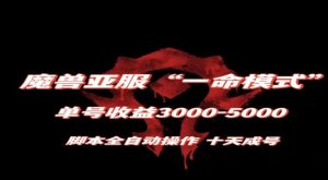 魔兽亚服一命模式，10天成号-单号3千-5千，脚本全自动操作，保姆级教学【揭秘】-赚钱驿站