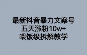 最新抖音暴力文案号,五天涨粉10w+,喂饭级拆解教学-赚钱驿站