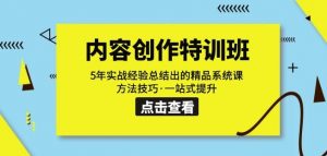 内容创作·特训班:5年实战经验总结出的精品系统课方法技巧·一站式提升-赚钱驿站