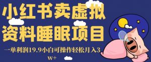 小红书卖虚拟资料睡眠项目,一单利润19.9小白可操作轻松月入3w+【揭秘】-赚钱驿站