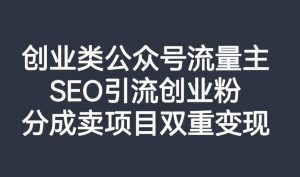 创业类公众号流量主,SEO引流创业粉,分成卖项目双重变现【揭秘】-赚钱驿站
