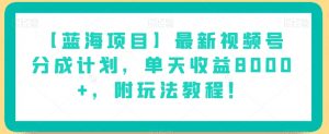 【蓝海项目】最新视频号分成计划,单天收益8000+,附玩法教程!-赚钱驿站