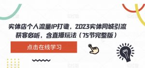 实体店个人流量IP打造,2023实体同城引流获客必听,含直播玩法(75节完整版)-赚钱驿站