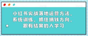 小红书实战落地运营方法,系统训练,抓住搞钱方向,跟有结果的人学习-赚钱驿站