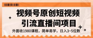 视频号原创短视频引流直播间项目,日入3~5五位数【揭秘】-赚钱驿站