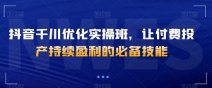 抖音千川优化实操班,让付费投产持续盈利的必备技能-赚钱驿站