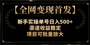 【全网变现首发】新手实操单号日入500+,渠道收益稳定,项目可批量放大【揭秘】-赚钱驿站